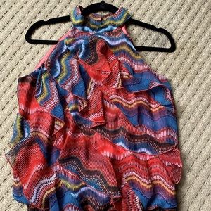 BCX beautiful top in orange and blue.